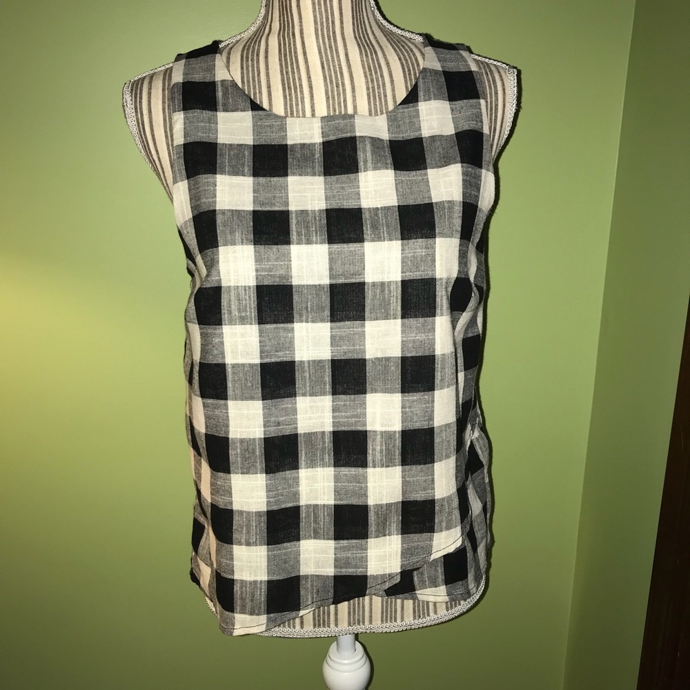 One Clothing Los Angeles Checked Cotton Tank, Med.
